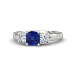 2.25 Ct Ceylon Sapphire Diamonds Ring 14K Wit Goud Nieuw