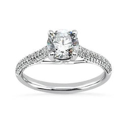 2,25 ct. Prong Set Ronde Briljante Echt Diamanten Ring Met Accenten