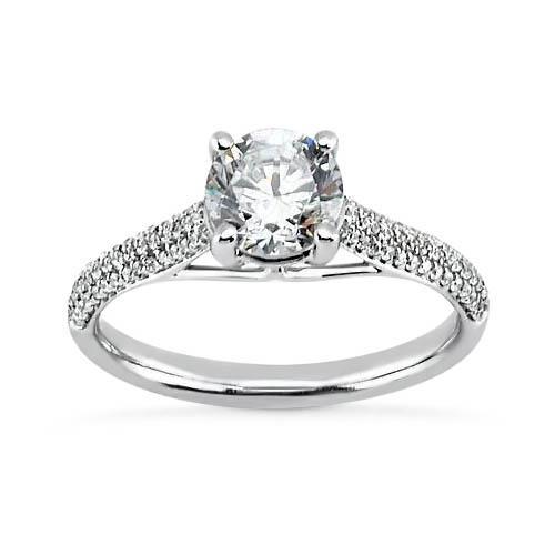 2,25 ct. Prong Set Ronde Briljante Echt Diamanten Ring Met Accenten