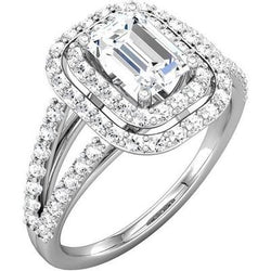 2.26 Karaat Smaragd Centraal Natuurlijk uit de aarde gewonnen Diamanten Halo Ring Massief Witgoud 14K
