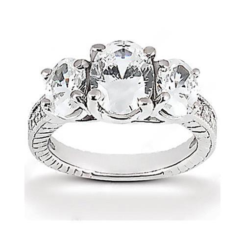 2.31 karaat drie stenen bruiloft diamanten ring vintage stijl nieuw