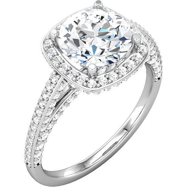 2.31 karaat ronde diamanten Halo verlovingsring wit goud 14K - harrychadent.nl