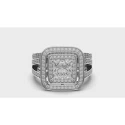 2.32 Ct Princess Center Diamant Halo trouwdag ring