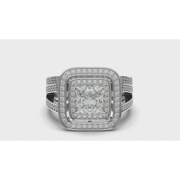 2.32 Ct Princess Center Diamant Halo trouwdag ring - harrychadent.nl