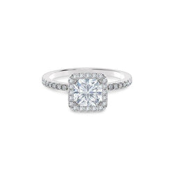2.32 Ct Princess & Rond Geslepen uit de aarde gewonnen Diamanten Verlovingsring Halo Witgoud 14K