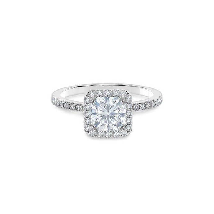 2.32 ct prinses & ronde geslepen diamanten verlovingsring Halo wit goud 14K - harrychadent.nl