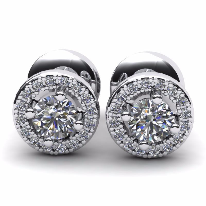 2,32 karaat Halo Diamanten Oorknopjes Ronde Geslepen Echt Diamanten Wit Goud