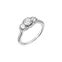 2.35 ct. Ronde diamanten verlovingsring in 3 stenen stijl 14K witgoud