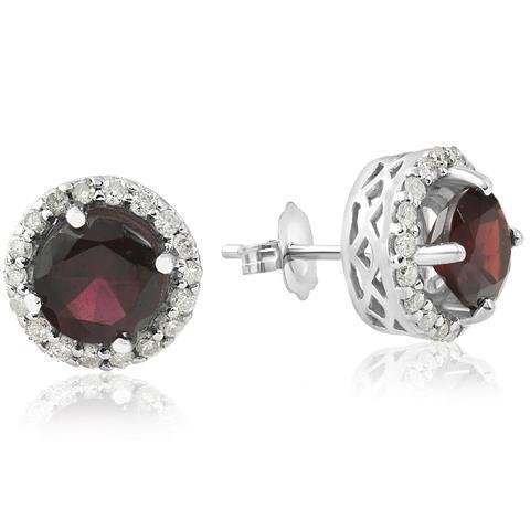 2.36 karaat ronde geslepen rode saffier en diamanten Halo Stud Earring - harrychadent.nl