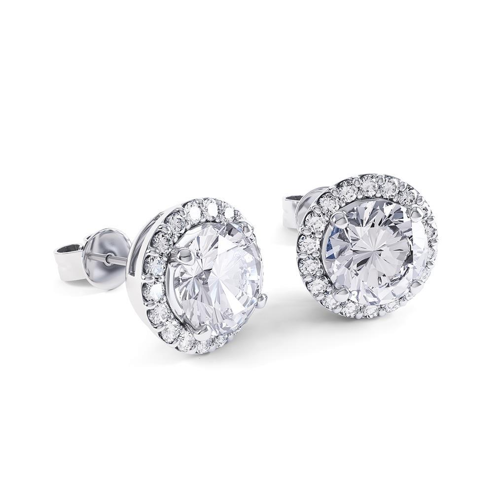 2,36 Ct Briljant Geslepen Echt Diamanten Dames Oorknopjes Halo