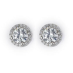 2,36 Karaat Ronde Echt Diamanten Oorknopjes Halo Wit Goud 14K
