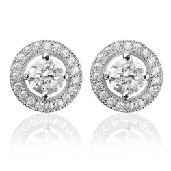 2,38 Karaat Ronde Geslepen Echt Diamanten Halo Oorbellen Voor Dames Witgoud