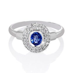 2.40 ct ovaal geslepen Sri Lanka saffier diamanten verlovingsring