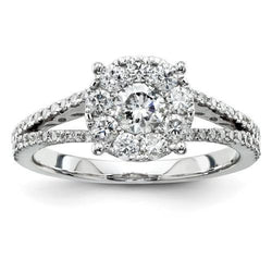 2.40 karaat dames diamanten ring pave set met accenten wit goud
