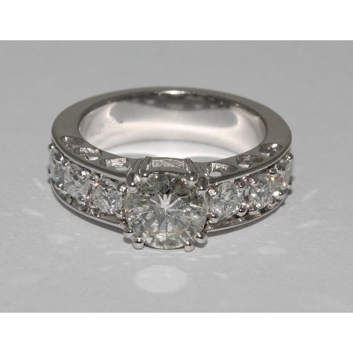 2,40 Karaat Ronde Echt Diamanten Witgouden Solitaire Ring Met Accenten