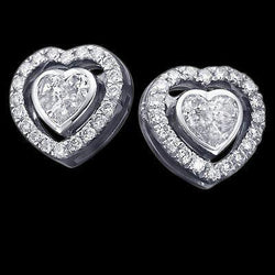 2,40 ct. Halo Oorbel Met Hart Geslepen Echt Diamanten Witgoud