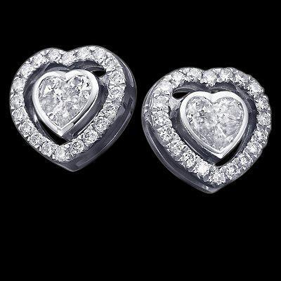 2,40 ct. Halo Oorbel Met Hart Geslepen Echt Diamanten Witgoud