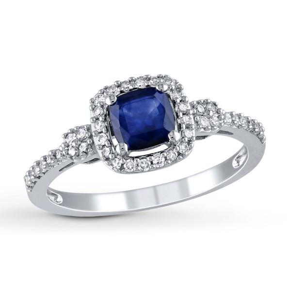 2.45 Ct Ceylon Saffier En Diamanten Halo Fancy Ring Wit Goud 14K - harrychadent.nl
