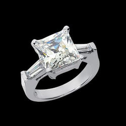 2.45 Karaat Princess & Baguette uit de aarde gewonnen diamanten Trouwring met drie stenen