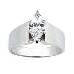 2,5 Karaat Marquise uit de aarde gewonnen Diamanten Ring met Dikke Band