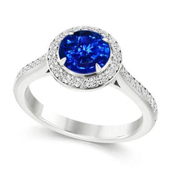2.5 ct Sri Lanka blauwe saffier ronde diamanten ring