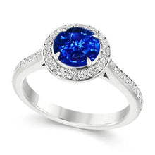 Afbeelding in Gallery-weergave laden, 2.5 ct Sri Lanka blauwe saffier ronde diamanten ring - harrychadent.nl
