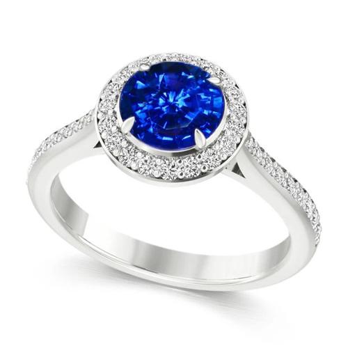 2.5 ct Sri Lanka blauwe saffier ronde diamanten ring - harrychadent.nl