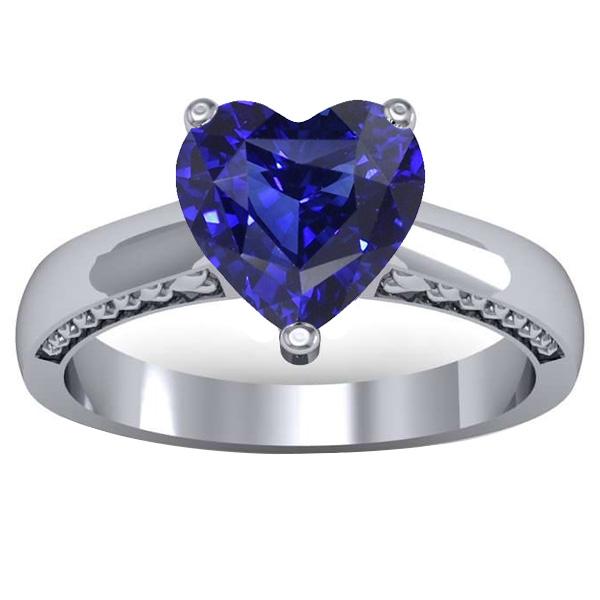 2.50 karaat solitaire ceylon sapphire ring prong set witgoud