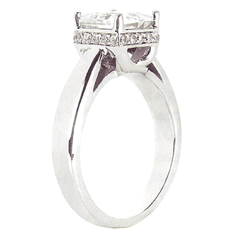 2.50 Karaat Verborgen Halo Princess Cut Diamond Engagement Ring Nieuw
