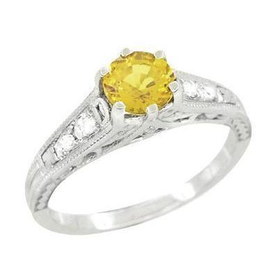 2.50 ct ronde geslepen gele saffier en diamanten ring wit goud 14k - harrychadent.nl