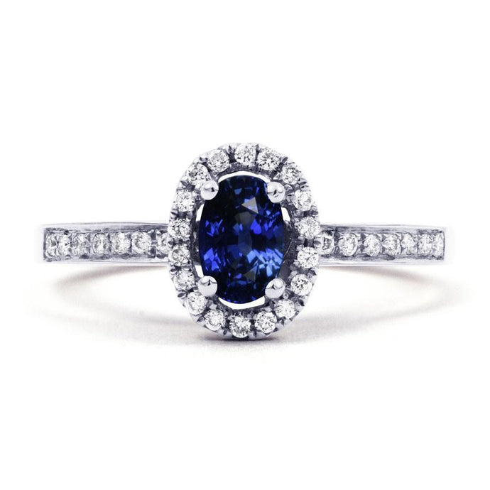 2.50 karaat Ceylon blauwe saffier en diamanten ring wit goud 14K - harrychadent.nl