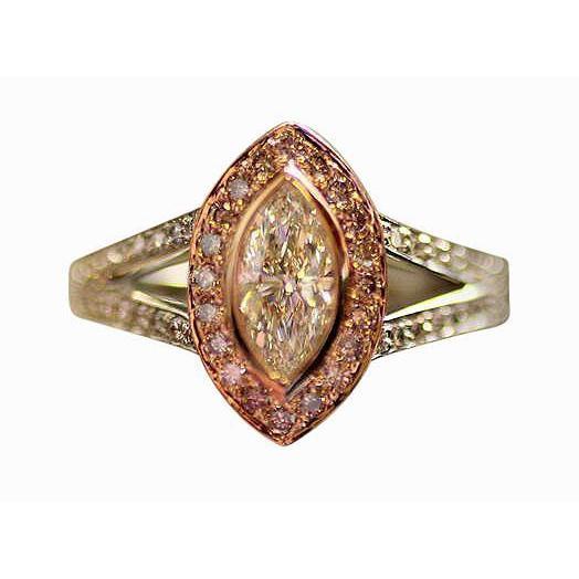 2.50 karaat F Vs1 diamanten Halo edelsteen ring tweekleurige gouden sieraden - harrychadent.nl
