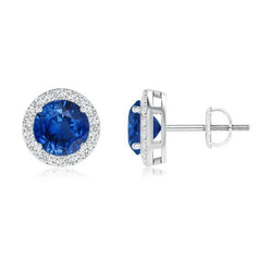 2.50 karaat Sri Lanka blauwe saffier diamanten ring nieuw wit goud 14K