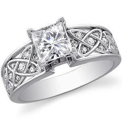 2.50 karaat prinses en rond geslepen diamanten ring nieuw met accenten