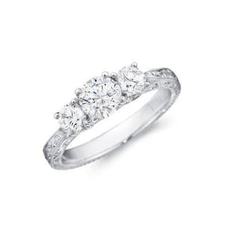 2,50 ct Drie Stenen Ronde Geslepen Echt Diamanten Jubileum Ring