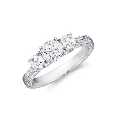 2,50 ct Drie Stenen Ronde Geslepen Echt Diamanten Jubileum Ring