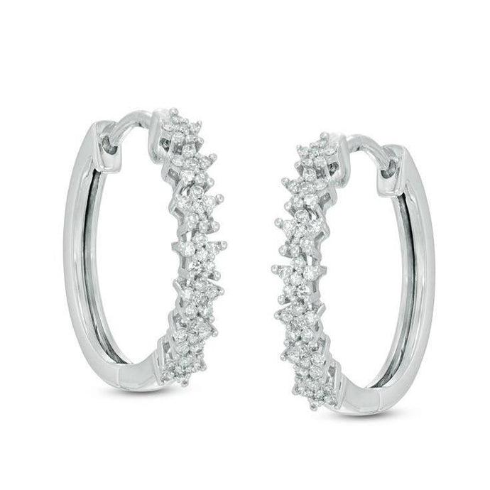 2,50 ct Kleine Ronde Geslepen Echt Diamanten Dames Hoepel Oorbellen Wit Goud 14K