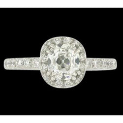 2,50 karaat Antieke Stijl Halo Kussen Echt Diamanten Ring Wit Goud 14K