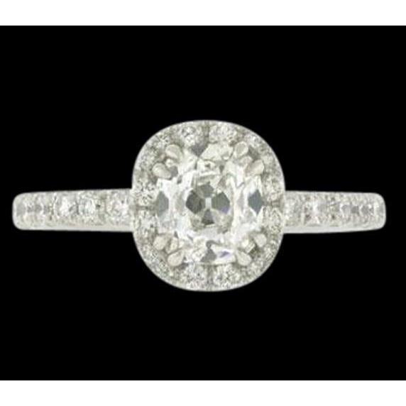 2,50 karaat Antieke Stijl Halo Kussen Echt Diamanten Ring Wit Goud 14K