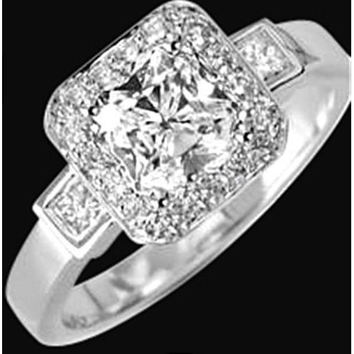 2,51 Ct. Echt Diamanten Ring Drie Steen Met Accenten Wit Goud 14K