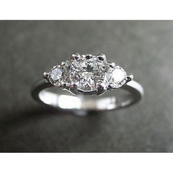 2,51 Ct Echt Diamanten Ring Met Drie Stenen Verloving Wit Goud 14K
