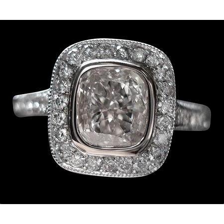 2,51 Karaats Halo Kussen Echt Diamanten Trouwring Wit Goud 14K