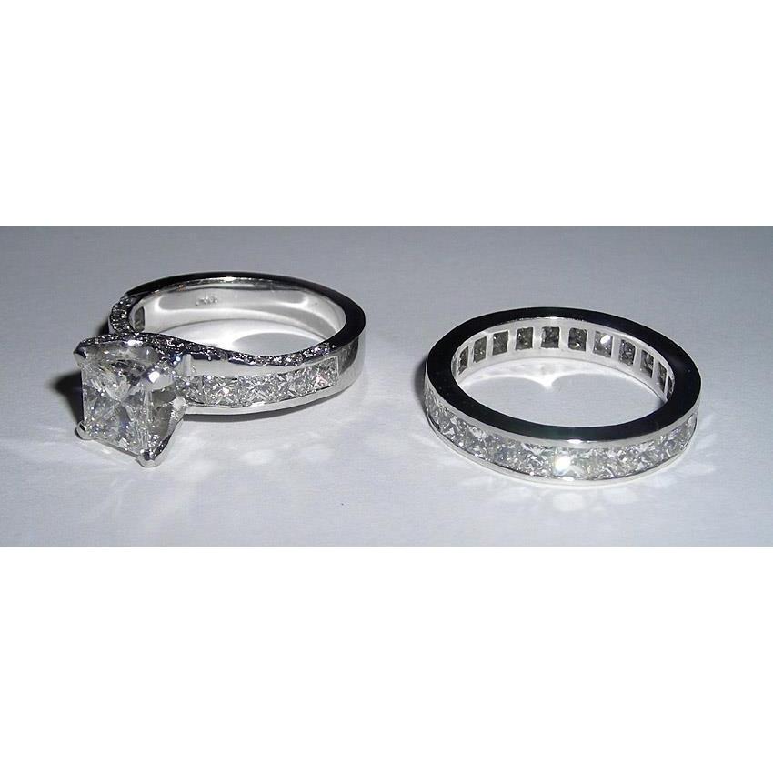 2,51 karaat Prinses Geslepen Echt Diamanten Verlovingsring Set