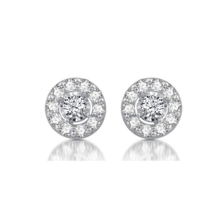 2.6 Ct Prong Set Round Cut Halo Diamond Stud Earring 14K Witgoud - harrychadent.nl