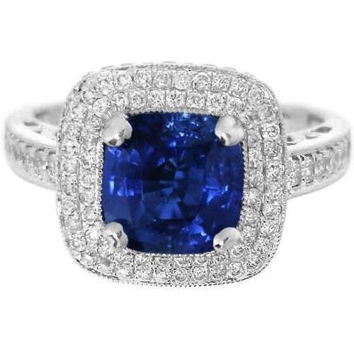 2.60 Ct Ceylon Saffier En Diamanten Ring Goud Wit 14K - harrychadent.nl