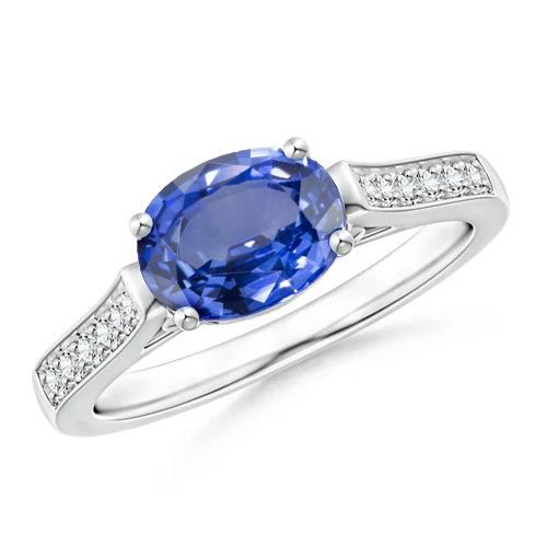 2.60 ct ovale Sri Lanka saffier diamanten ring 14K witgoud - harrychadent.nl