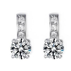 2,60 Ct Sprankelende Ronde Geslepen Echt Diamanten Lady Drop Oorbellen