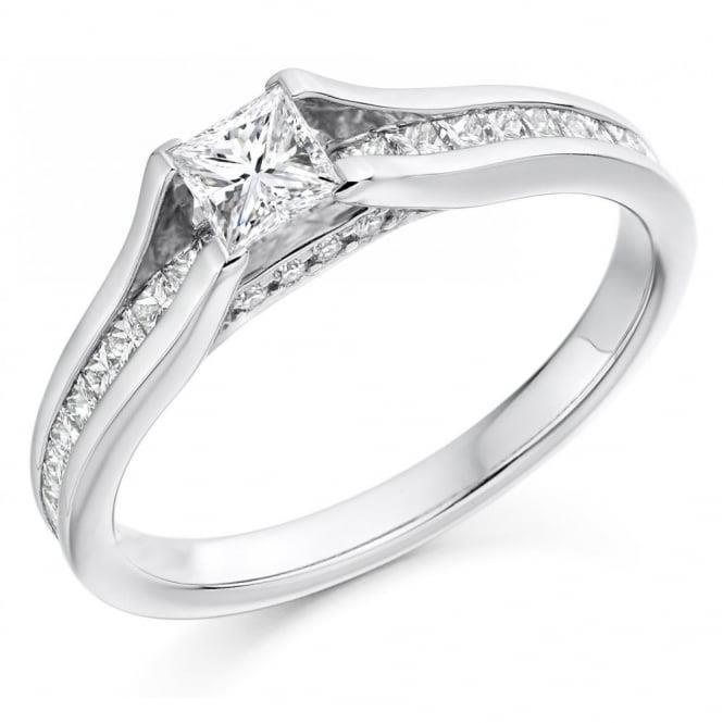 2,60 karaat Echte Prinses Diamanten Trouwring Met Accenten Wit Goud
