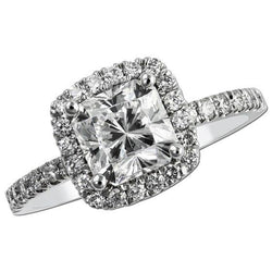 2.65 Karaat Sprankelende Natuurlijke uit de aarde gewonnen Diamanten Halo Jubileumring Witgoud 14K