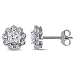 2,68 Karaat Rond Geslepen Natuurlijke uit de aarde gewonnen Diamanten Lady Halo Oorknoppen Witgoud 14K